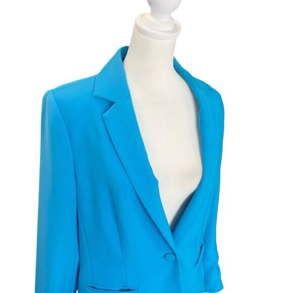 FRAME Malibu Blue One Button Blazer Jacket – Size 6 – Vibrant Turquoise Workwear - Picture 4 of 11